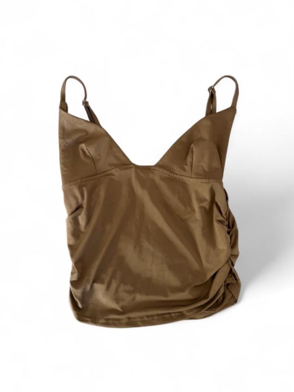 Light Brown Ruched Tank Cami Top